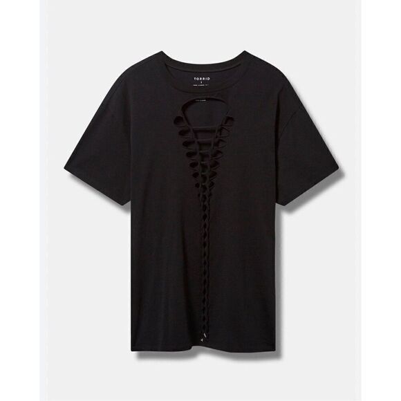 Knit Tops Relaxed Fit Vintage Cotton Jersey Slashed Front Tee torrid 3xl plus - Picture 2 of 6